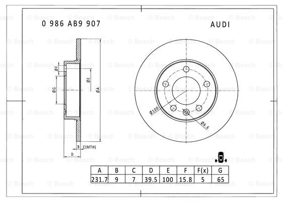 BOSCH 0 986 AB9 907 Brake Disc