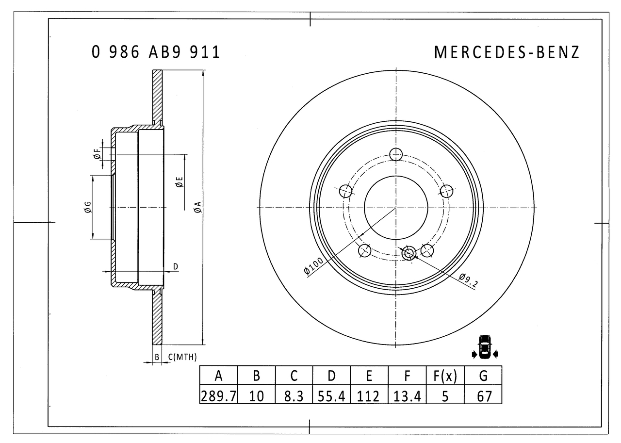 BOSCH 0 986 AB9 911 Bremsscheibe