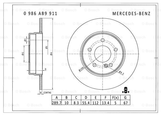 BOSCH 0 986 AB9 911 Brake Disc