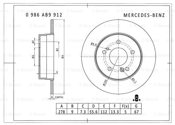 BOSCH 0 986 AB9 912 Brake Disc