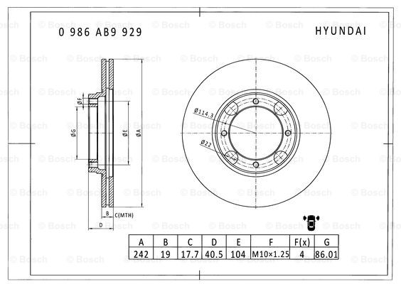 BOSCH 0 986 AB9 929 Brake Disc