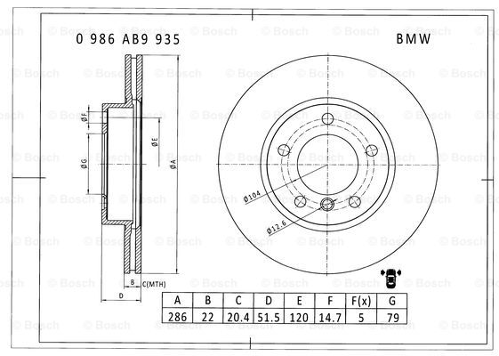 BOSCH 0 986 AB9 935 Brake Disc