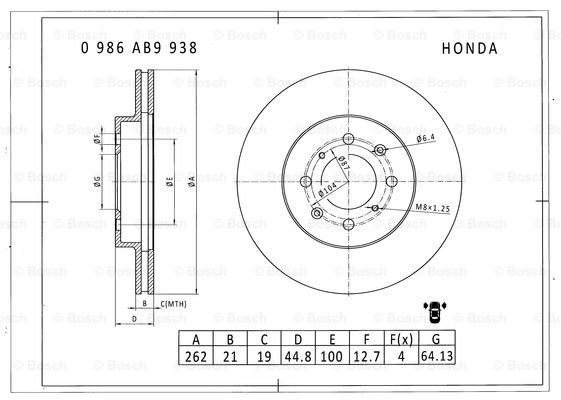 BOSCH 0 986 AB9 938 Brake Disc