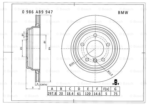 BOSCH 0 986 AB9 947 Brake Disc