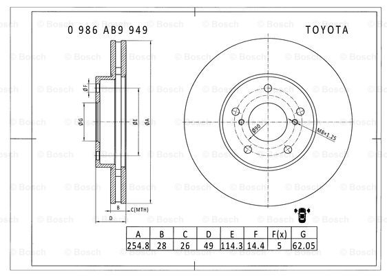 BOSCH 0 986 AB9 949 Brake Disc