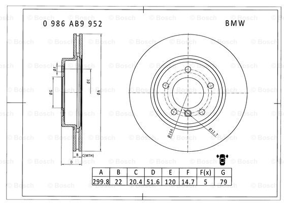 BOSCH 0 986 AB9 952 Brake Disc