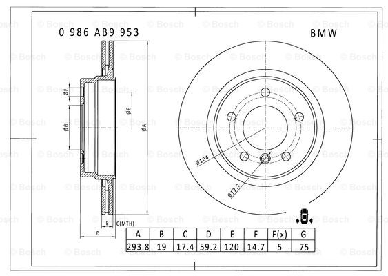 BOSCH 0 986 AB9 953 Brake Disc