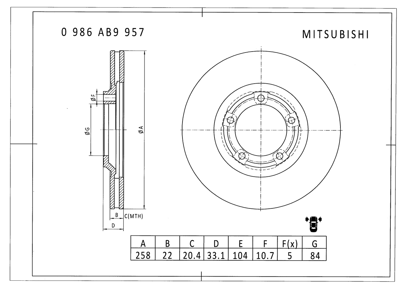 BOSCH 0 986 AB9 957 Bremsscheibe