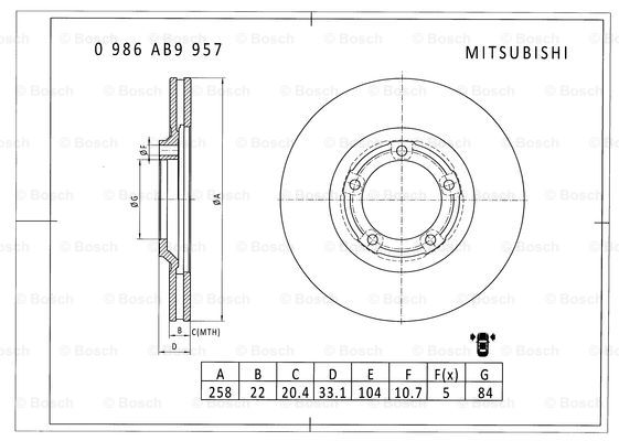 BOSCH 0 986 AB9 957 Brake Disc