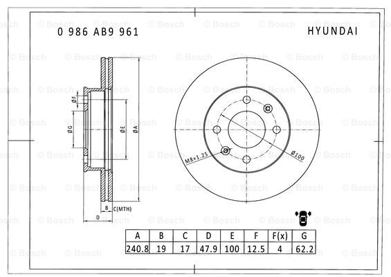 BOSCH 0 986 AB9 961 Brake Disc