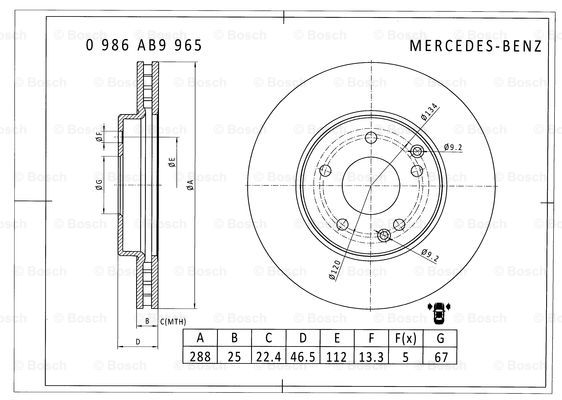 BOSCH 0 986 AB9 965 Brake Disc