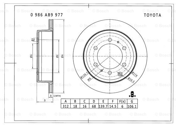 BOSCH 0 986 AB9 977 Brake Disc