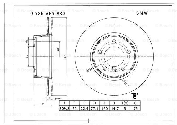 BOSCH 0 986 AB9 980 Brake Disc