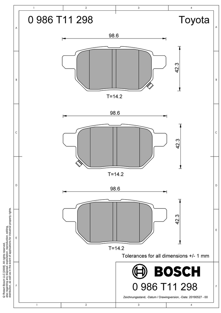 BOSCH 0 986 T10 215 QuietCast Ceramic Bremsbelagsatz, Scheibenbremse