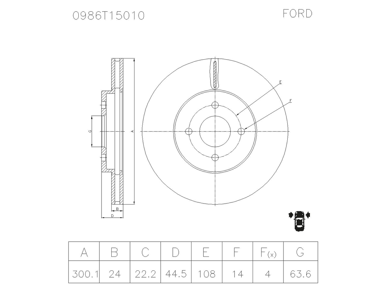 BOSCH 0 986 T15 010 Brake Disc