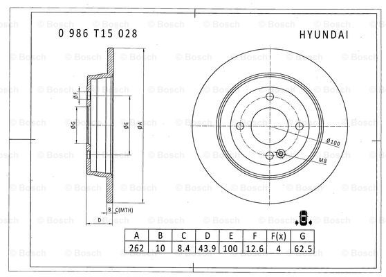 BOSCH 0 986 T15 028 Brake Disc