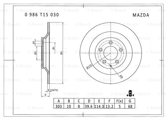 BOSCH 0 986 T15 030 Brake Disc