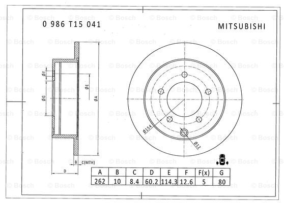 BOSCH 0 986 T15 041 Brake Disc