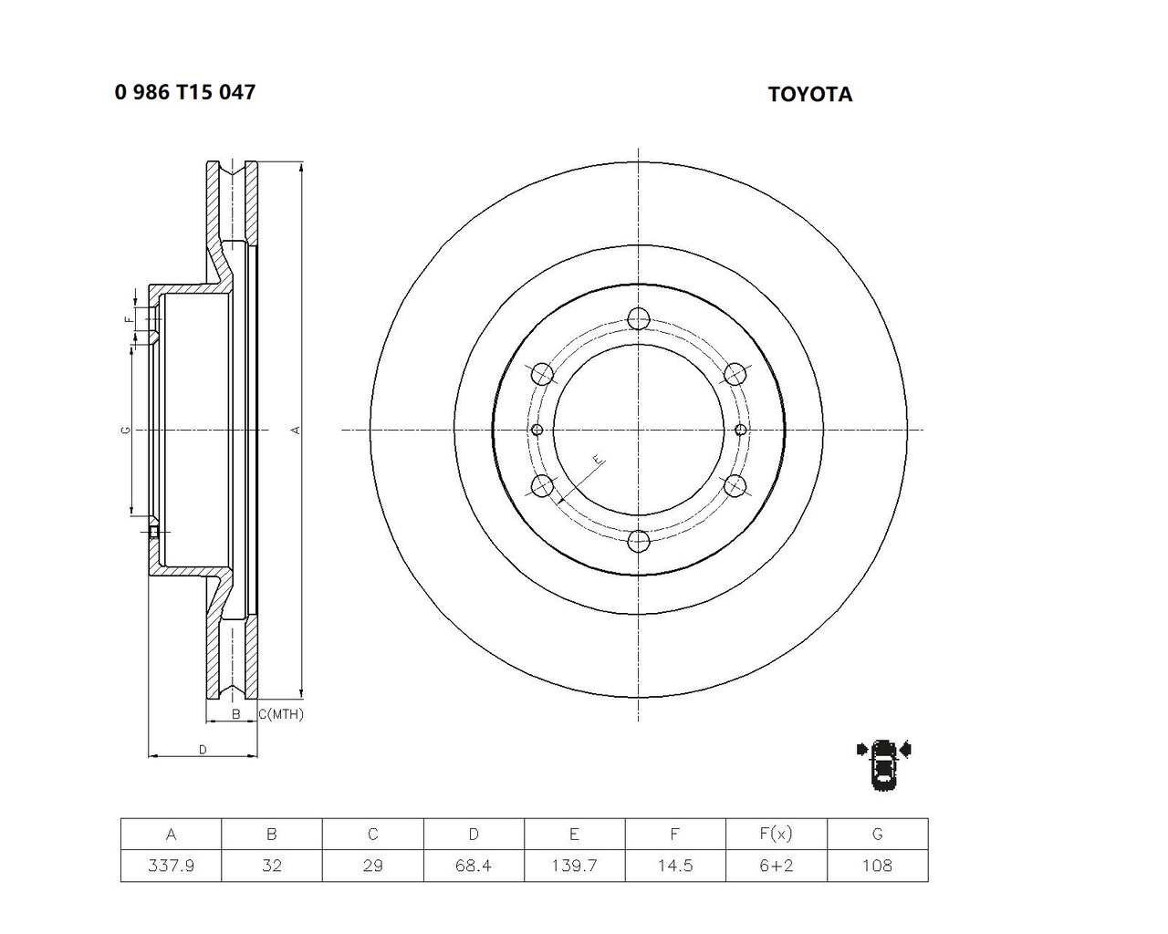 BOSCH 0 986 T15 047 Brake Disc