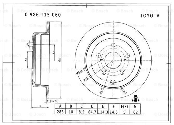 BOSCH 0 986 T15 060 Brake Disc