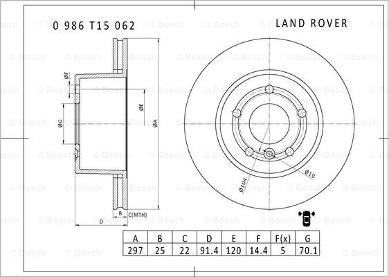 BOSCH 0 986 T15 062 Brake Disc