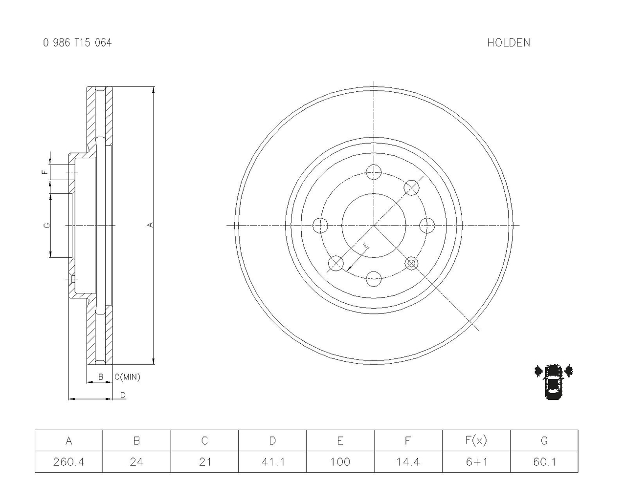 BOSCH 0 986 T15 064 Brake Disc