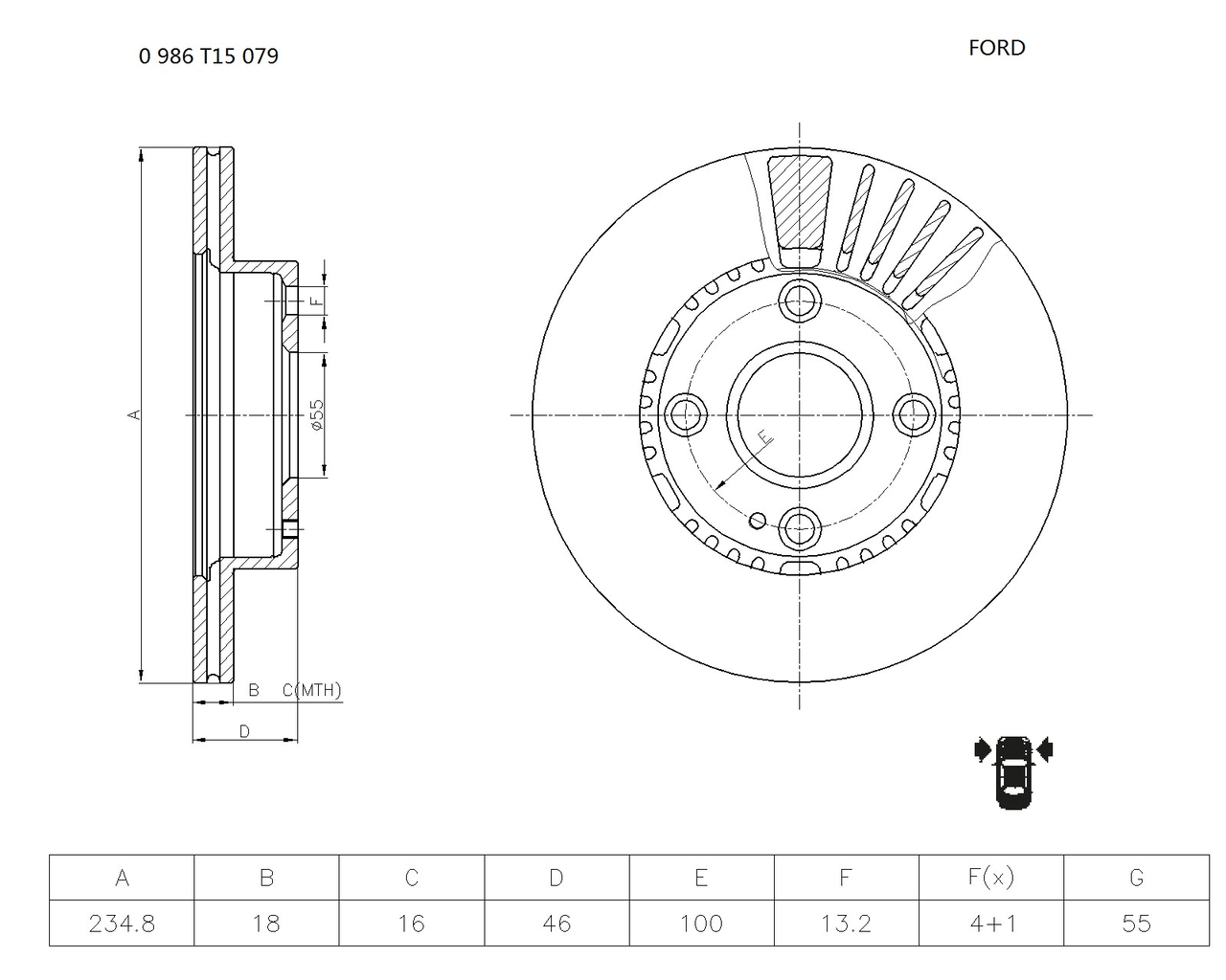 BOSCH 0 986 T15 079 Brake Disc