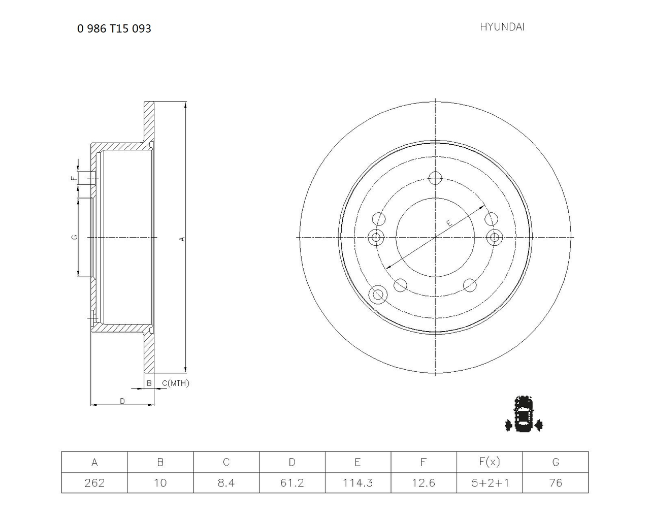 BOSCH 0 986 T15 093 Brake Disc