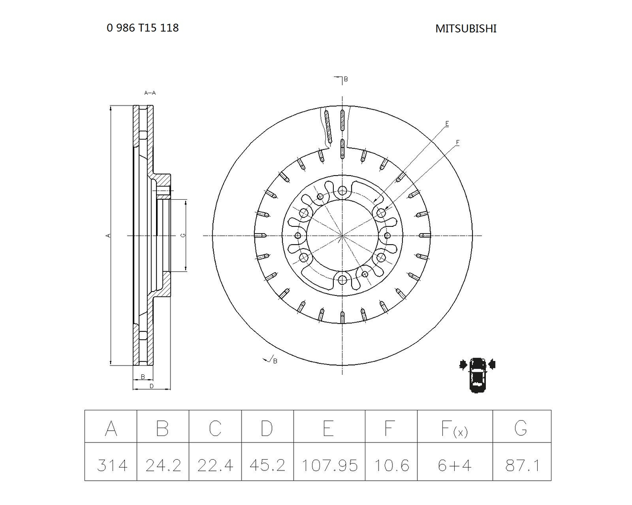 BOSCH 0 986 T15 118 Brake Disc