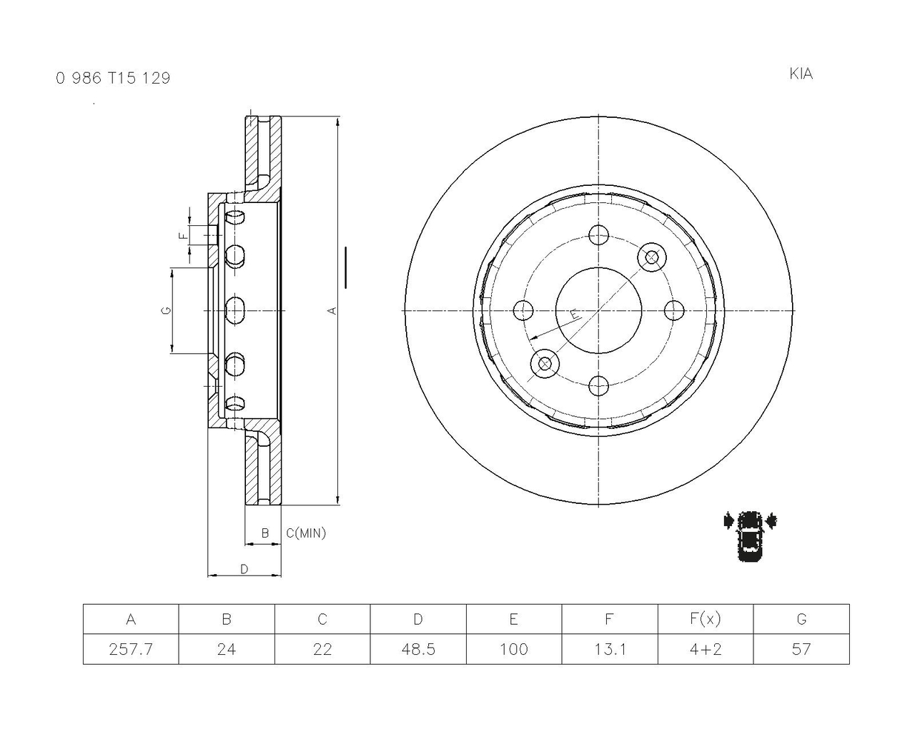 BOSCH 0 986 T15 129 Brake Disc