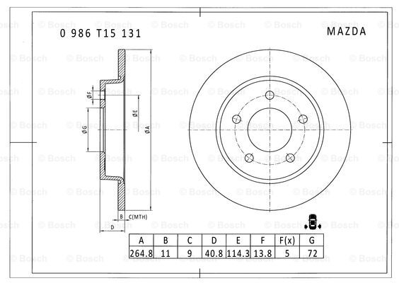 BOSCH 0 986 T15 131 Brake Disc