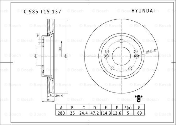 BOSCH 0 986 T15 137 Brake Disc