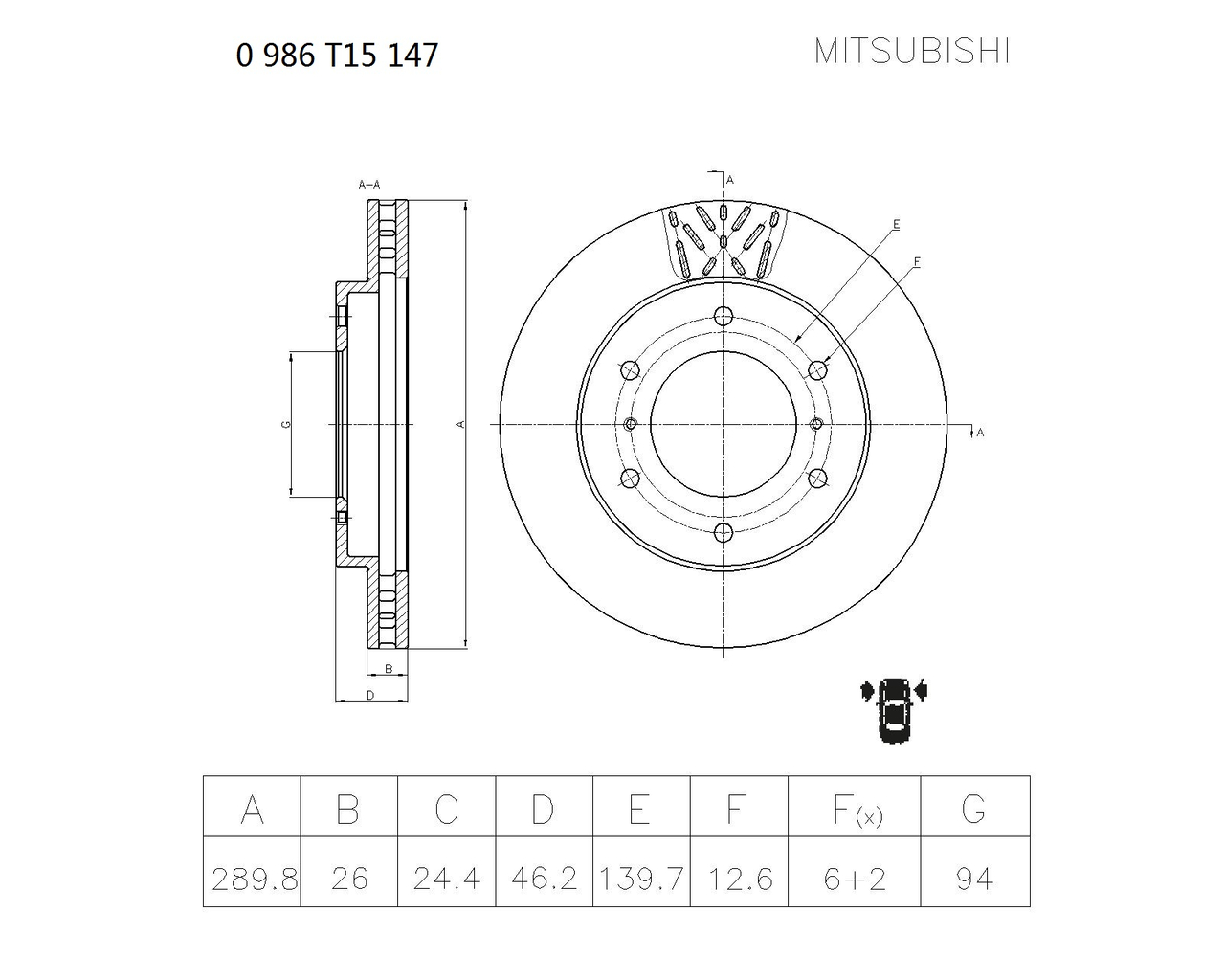 BOSCH 0 986 T15 147 Brake Disc