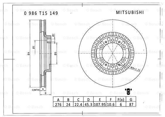 BOSCH 0 986 T15 149 Brake Disc