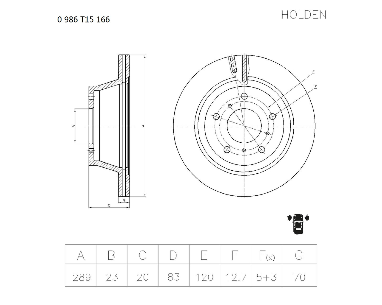 BOSCH 0 986 T15 166 Brake Disc