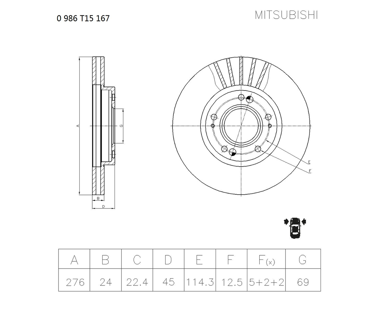 BOSCH 0 986 T15 167 Brake Disc