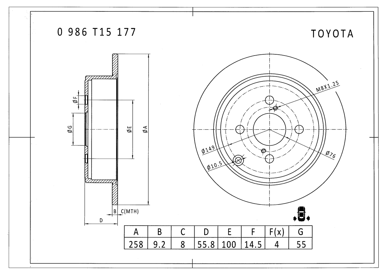 BOSCH 0 986 T15 177 Bremsscheibe