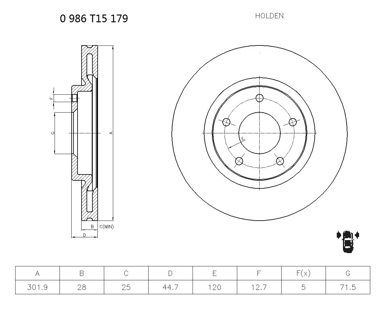 BOSCH 0 986 T15 179 Brake Disc