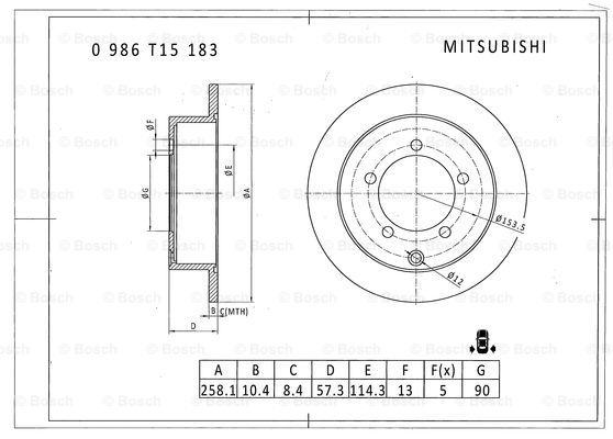 BOSCH 0 986 T15 183 Brake Disc