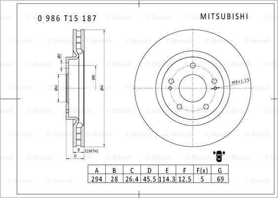 BOSCH 0 986 T15 187 Brake Disc