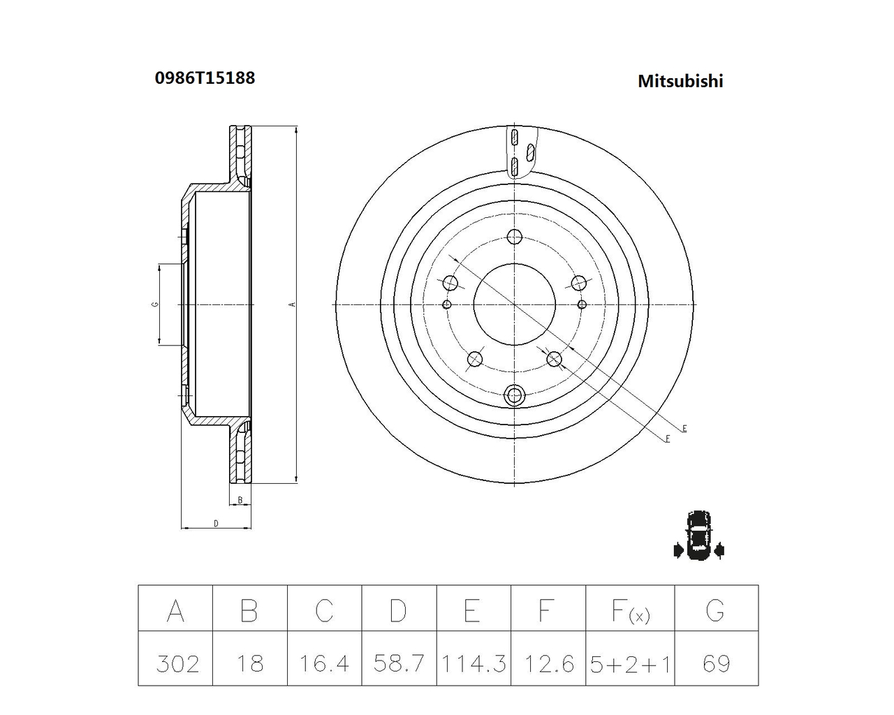 BOSCH 0 986 T15 188 Brake Disc