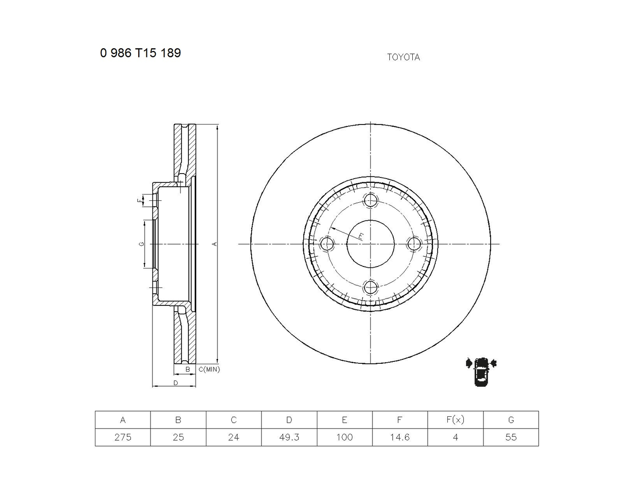 BOSCH 0 986 T15 189 Brake Disc