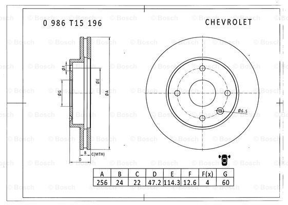 BOSCH 0 986 T15 196 Brake Disc