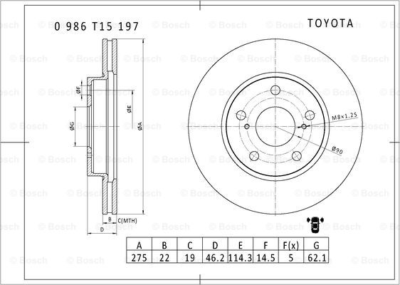 BOSCH 0 986 T15 197 Brake Disc