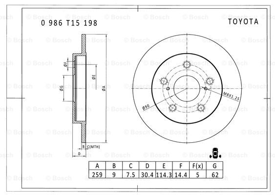 BOSCH 0 986 T15 198 Brake Disc