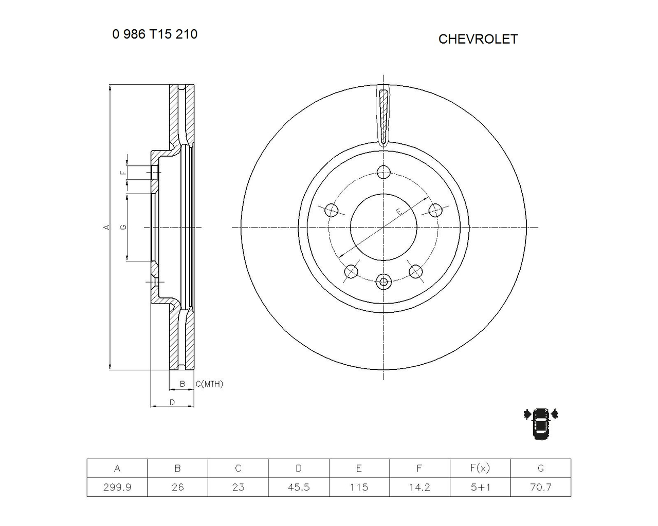 BOSCH 0 986 T15 210 Brake Disc