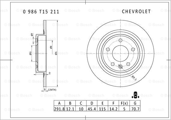 BOSCH 0 986 T15 211 Brake Disc