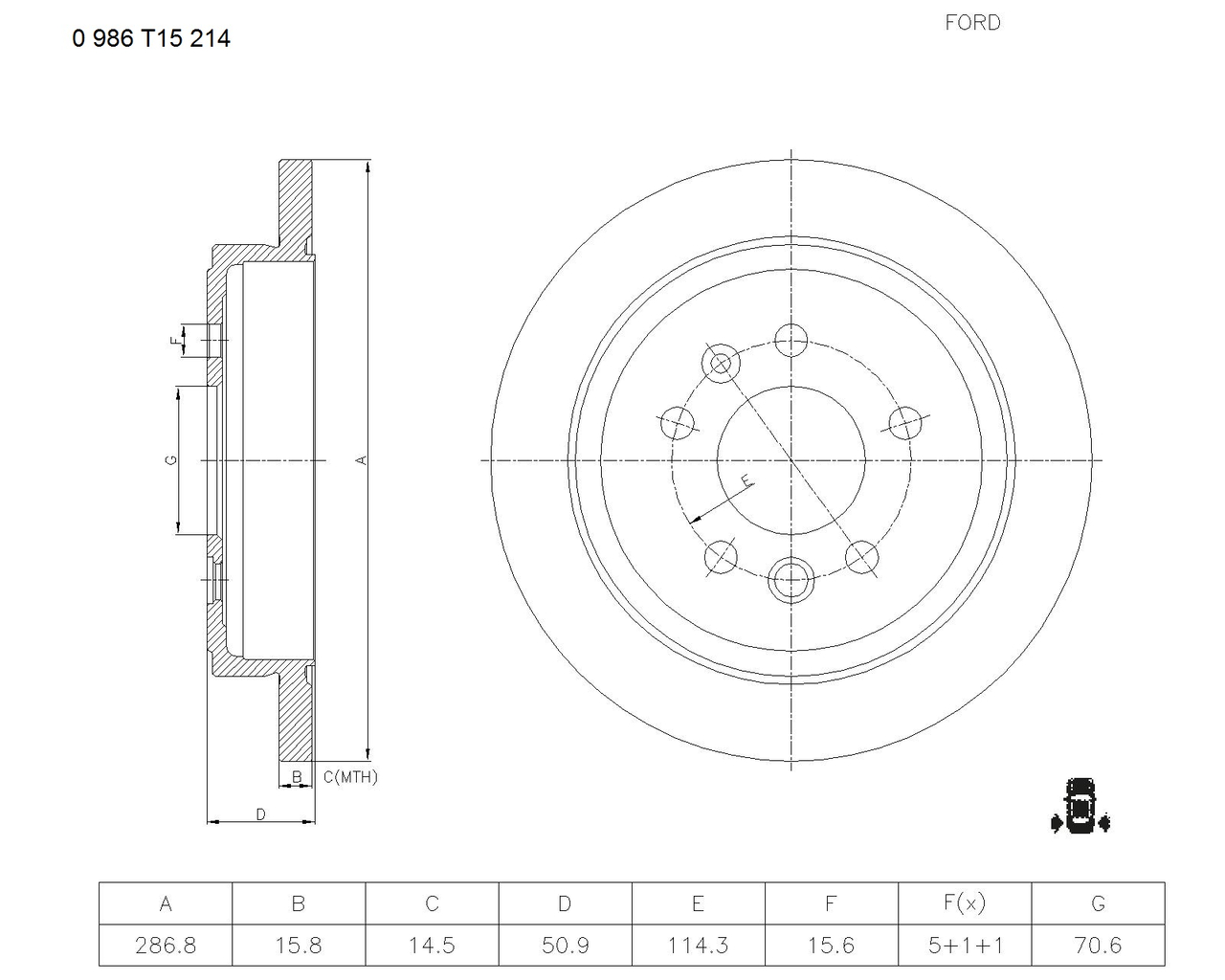 BOSCH 0 986 T15 214 Brake Disc