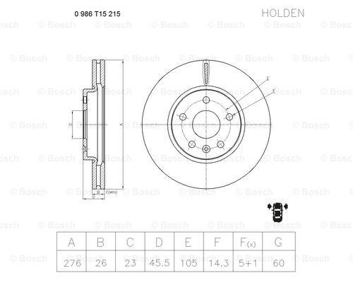 BOSCH 0 986 T15 215 Brake Disc