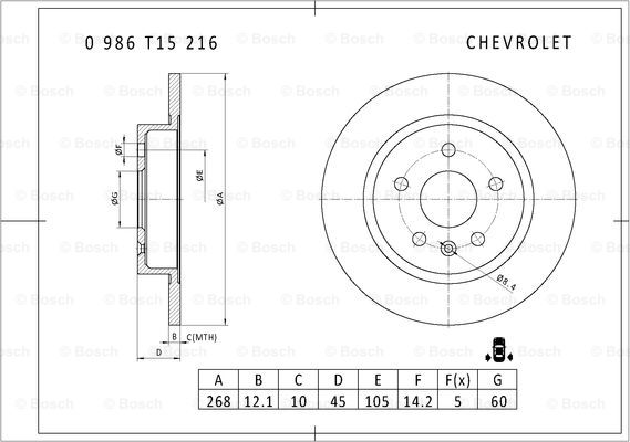 BOSCH 0 986 T15 216 Brake Disc